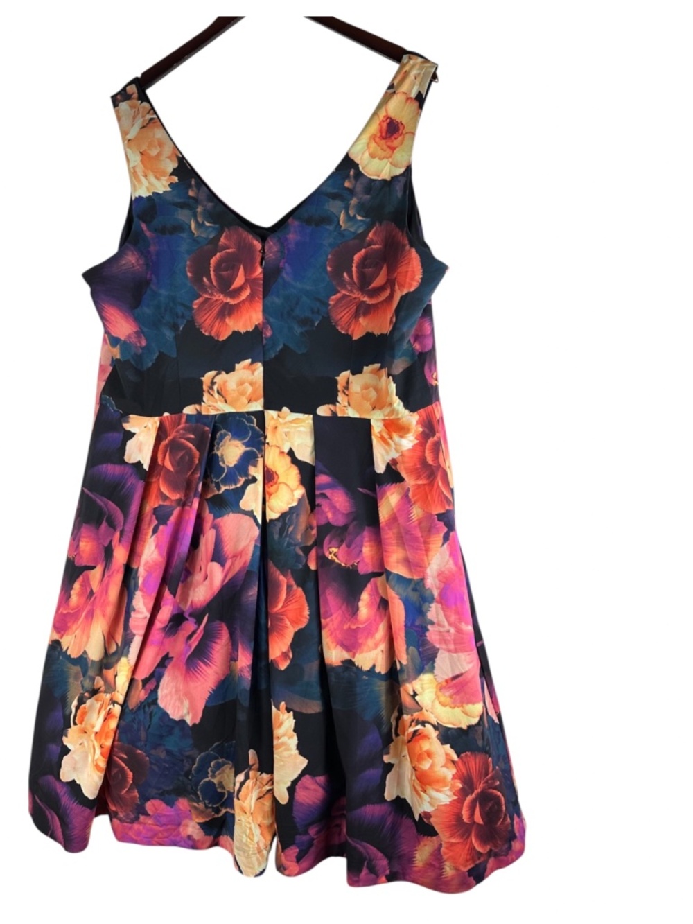City Chic Secret Garden Dress Sz 20 2X Floral Watercolor Fit Flare Petticoat - Picture 3 of 6